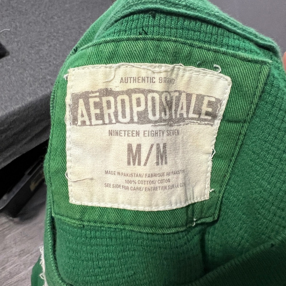 Aeropostale Mens Green Waffle Knit Thermal Aero Athletics Graphic Shirt M - Picture 6 of 6